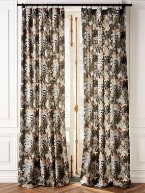 NWT CB2 Two Palm Grove Jungle-Print Window Curtain Panels 48"x108"
